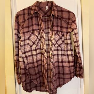 ❌ SALE ❌ Free People Plaid Button-Up Flannel Shirt